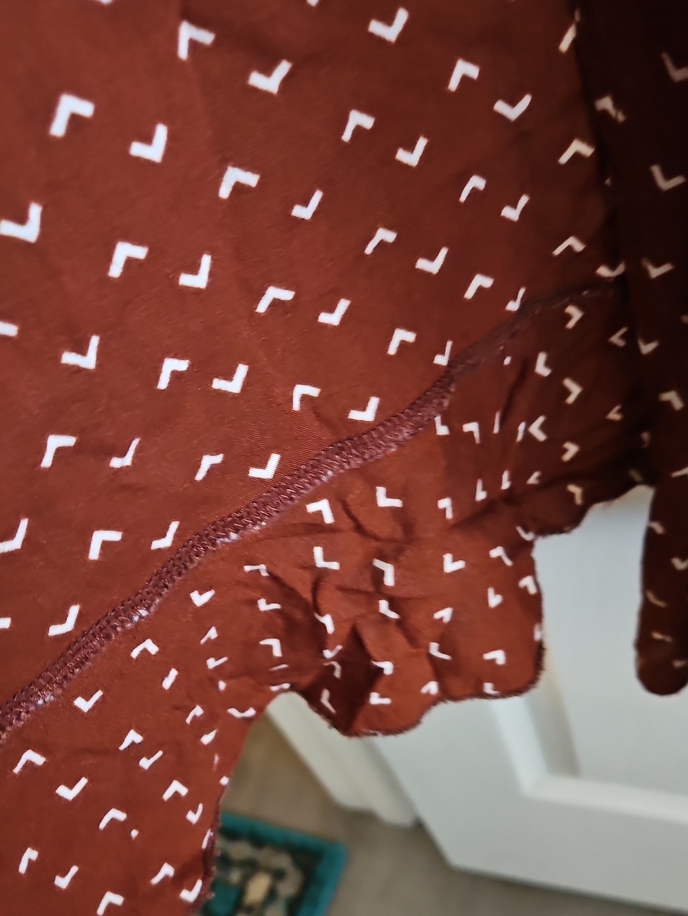 Urban Outfitters Kimchiowmen's Rust Brown Midi Wrap Dress with WhiteVshape Print - Picture 14 of 14